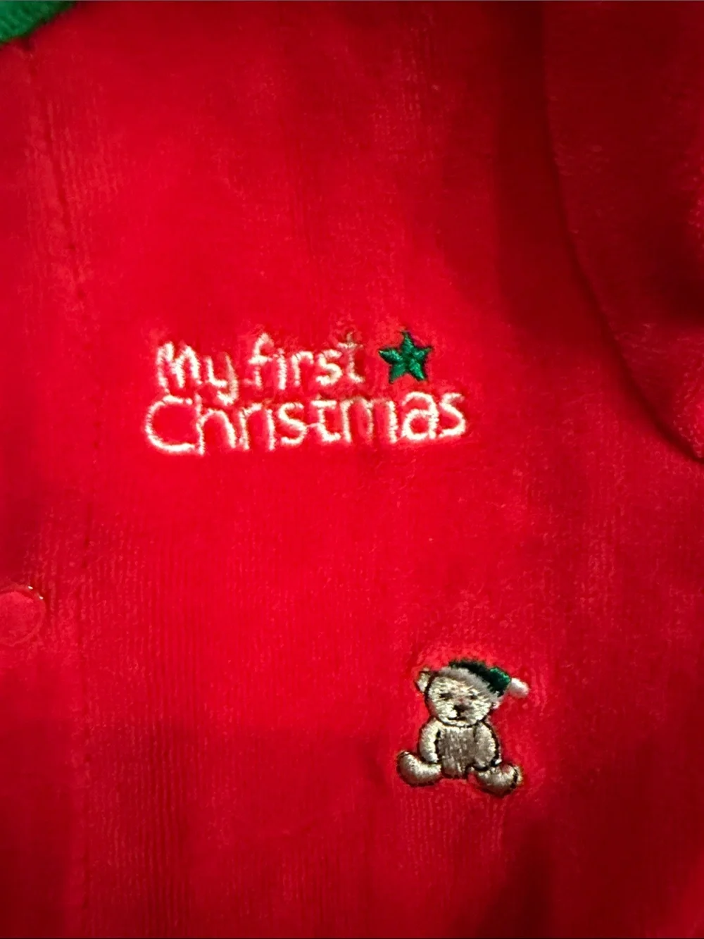 Little Me Baby Red 'My First Christmas' Holiday Footed Onesie